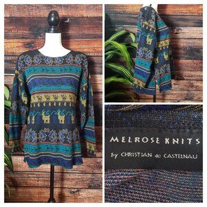 Vintage Top Melrose Knits by Christian De Castlenau Long Sleeve Bohemian Knit